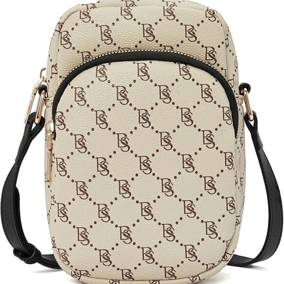 NWT! Bostanten Brown/Beige Cell Purse/Crossbody/Shoulder Bag with Adjust. Strap - Picture 2 of 13